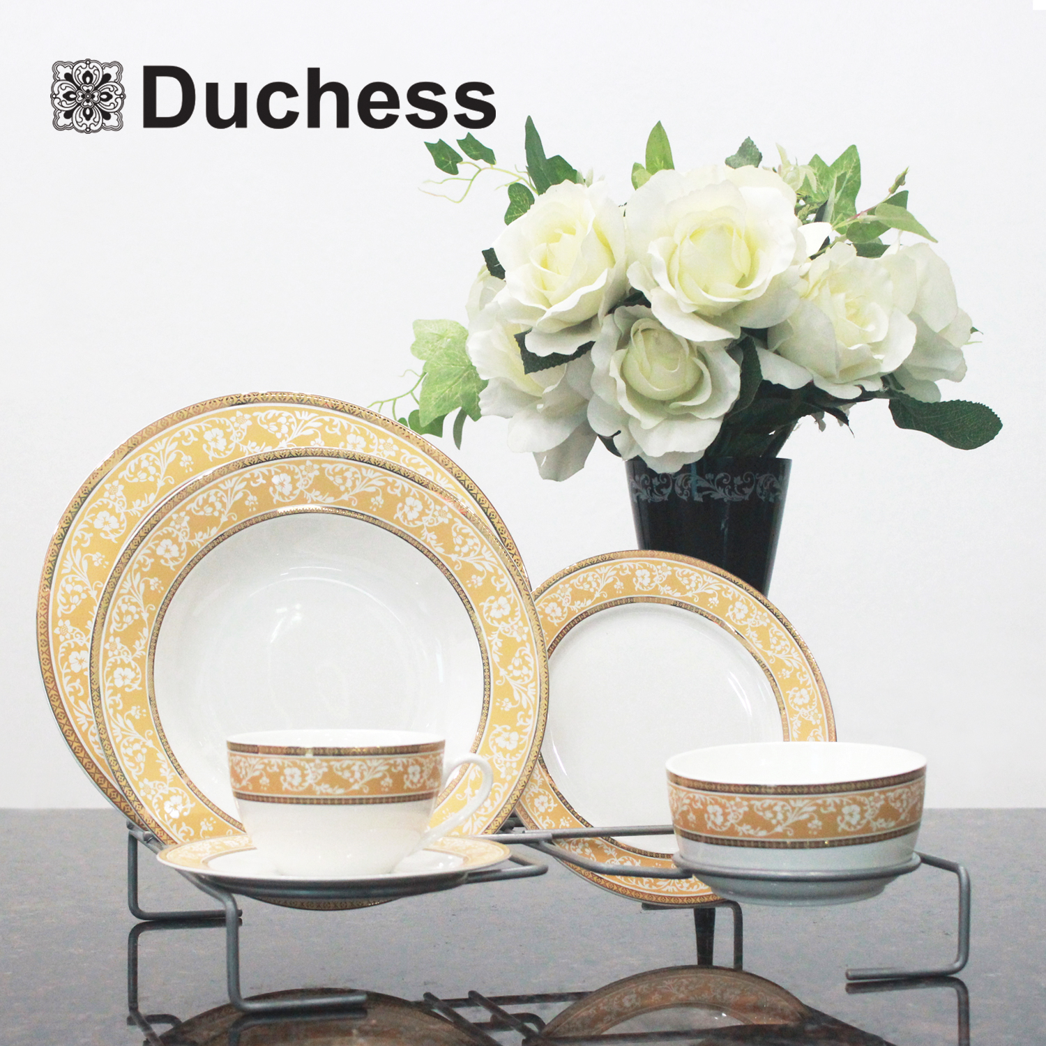 Duchess ชุดจานดินเนอร์ เซ็ท 6 ชิ้น รุ่น DS400A - Premium Bone Romantic gold Duchess ชุดจานดินเนอร์ เซ็ท 6 ชิ้น รุ่น DS400A - Premium Bone Romantic gold