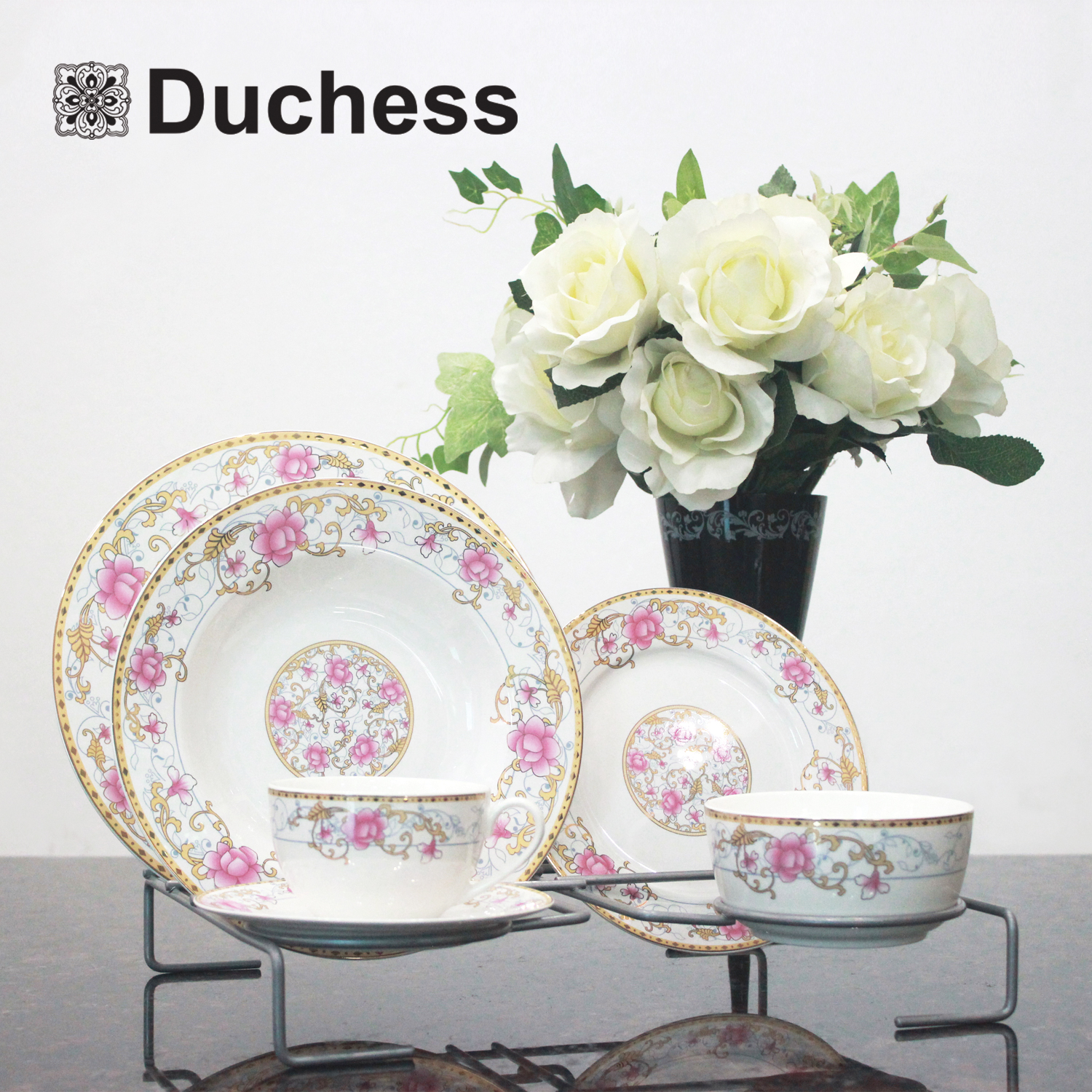 Duchess ชุดจานดินเนอร์ เซ็ท 6 ชิ้น รุ่น DS800A - Premium Bone Romantic Rose Duchess ชุดจานดินเนอร์ เซ็ท 6 ชิ้น รุ่น DS800A - Premium Bone Romantic Rose